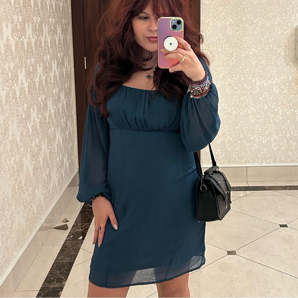 Altar’d State Teal Jewel Tone Long Sleeve Dress
